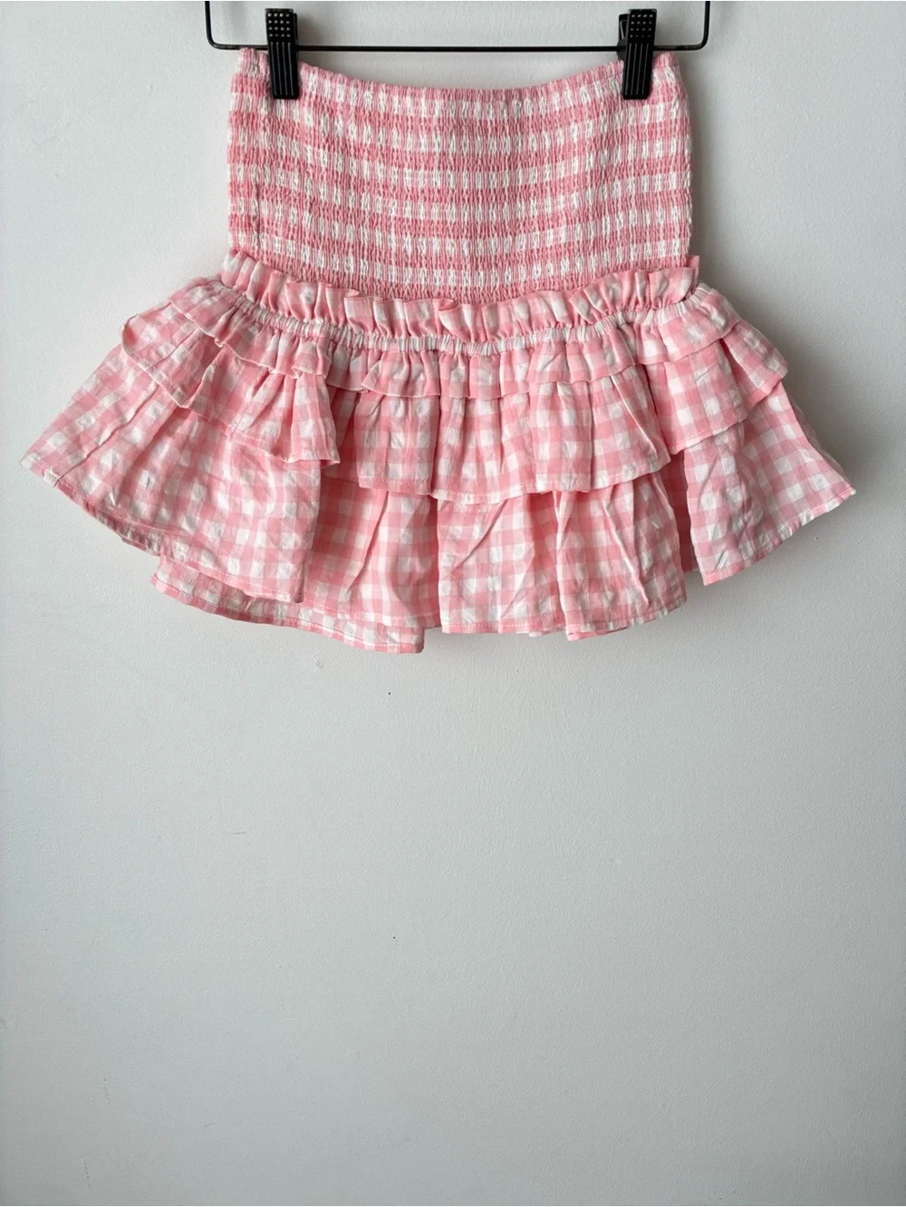 Cake For Dinner Skirt Size XXS Pink White Smocked Ruffle Skirt Mini